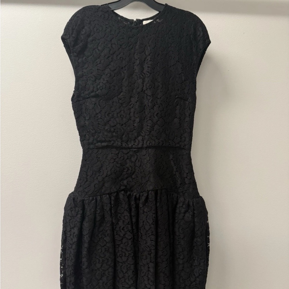 Jason Wu Collection Corded Floral Lace Ruffle Mini Dress Size 8 Women's Black